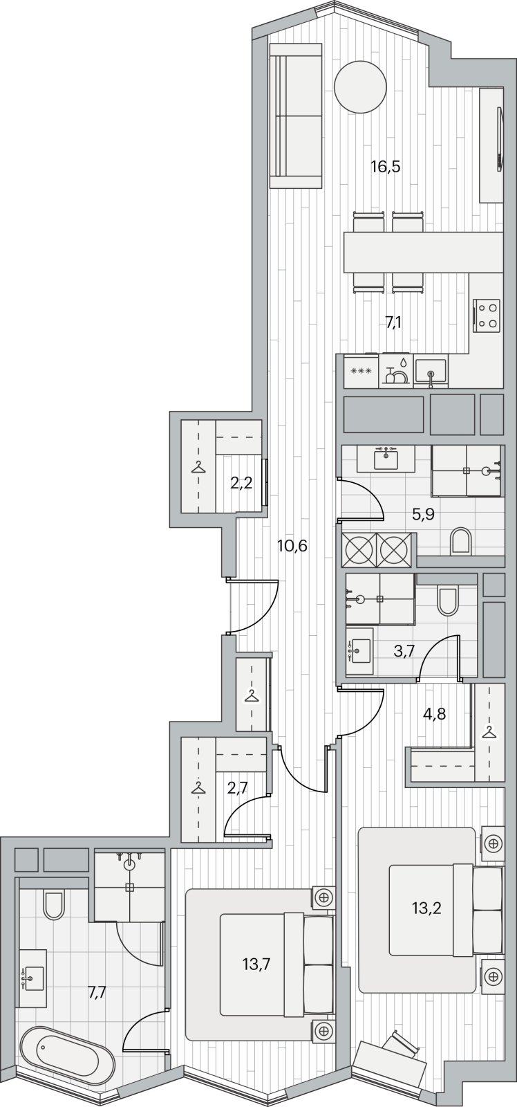 Купить двухкомнатную квартиру 🏠 91 кв.м, 2 этаж, корпус 3 в Москве в ЖК 