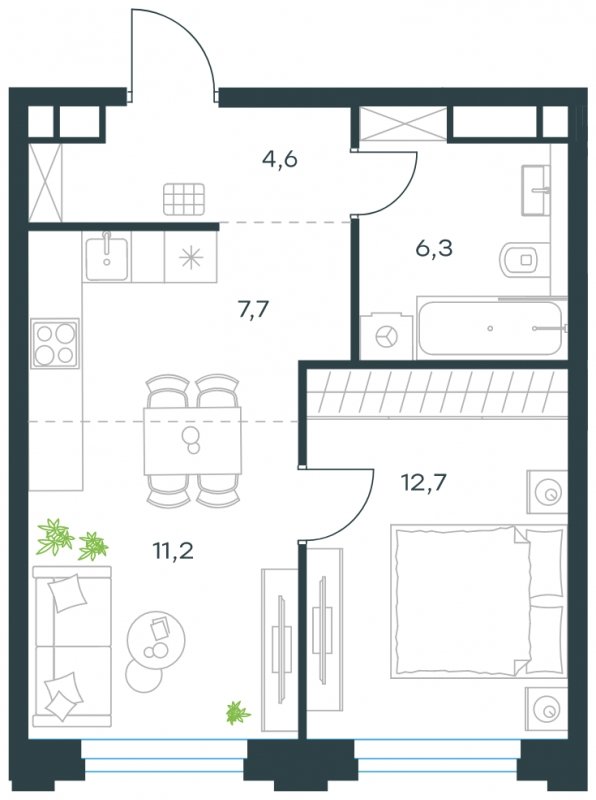 2-комнатная квартира с частичной отделкой, 42.5 м2, 24 этаж, сдача 4 квартал 2023 г., ЖК Level Нагатинская, корпус В - объявление 1767051 - фото №1