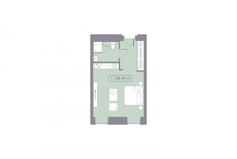 1-комнатные апартаменты с полной отделкой, 28 м2, 4 этаж, дом сдан, ЖК La Rue, корпус 1 - объявление 1712058 - фото №1