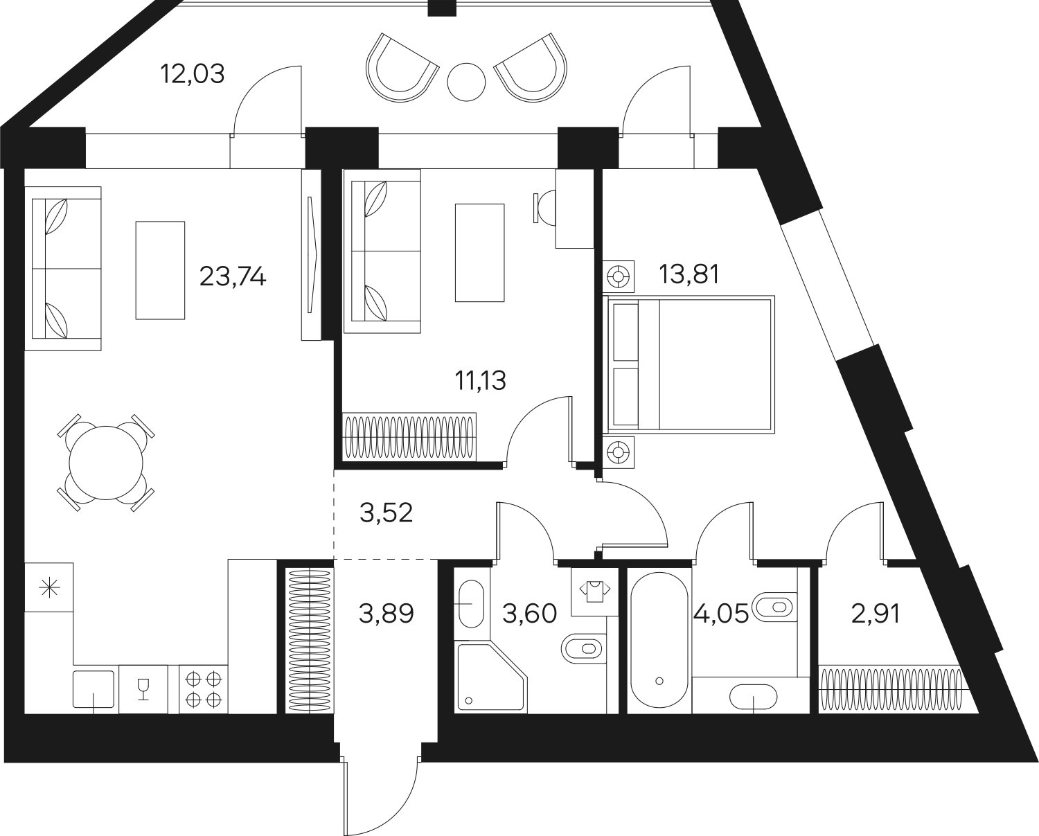 2-комнатная квартира без отделки, 72.67 м2, 2 этаж, сдача 4 квартал 2024 г., ЖК FØRST, корпус 2 - объявление 1943050 - фото №1