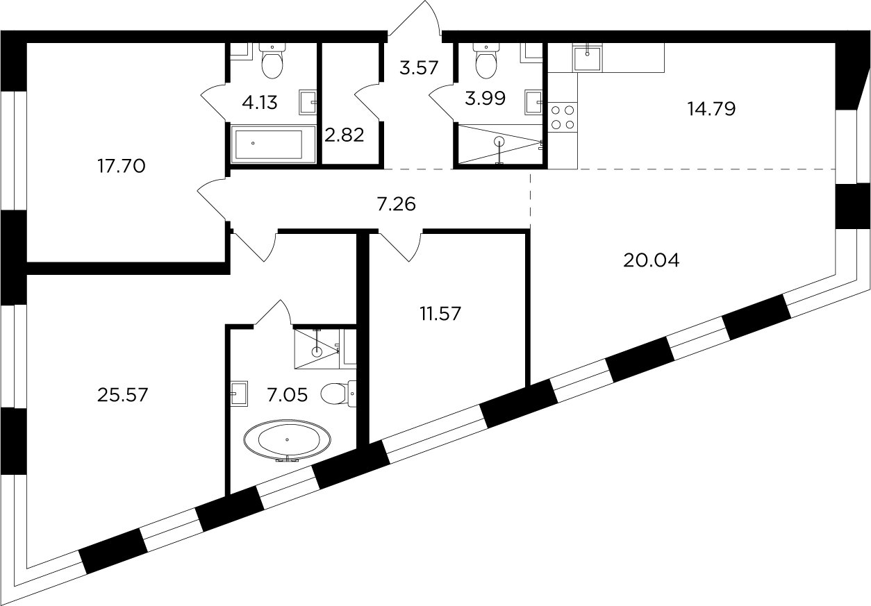 4-комнатная квартира без отделки, 118.49 м2, 5 этаж, дом сдан, ЖК FORIVER, корпус 3 - объявление 2406433 - фото №1