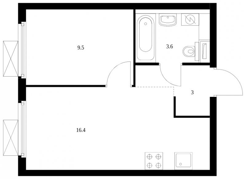 1-комнатная квартира с полной отделкой, 32.5 м2, 26 этаж, сдача 3 квартал 2024 г., ЖК Амурский парк, корпус 2 - объявление 1675570 - фото №1