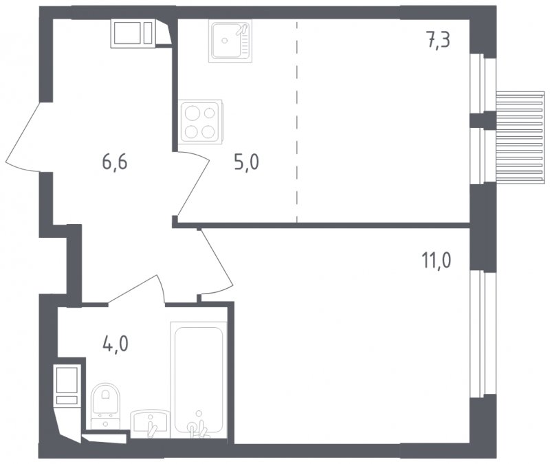 2-комнатная квартира с полной отделкой, 33.9 м2, 10 этаж, сдача 2 квартал 2024 г., ЖК Мытищи Парк, корпус 3 - объявление 1822111 - фото №1