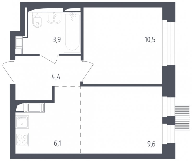 2-комнатная квартира с полной отделкой, 34.5 м2, 8 этаж, сдача 2 квартал 2025 г., ЖК Мытищи Парк, корпус 4 - объявление 1823477 - фото №1