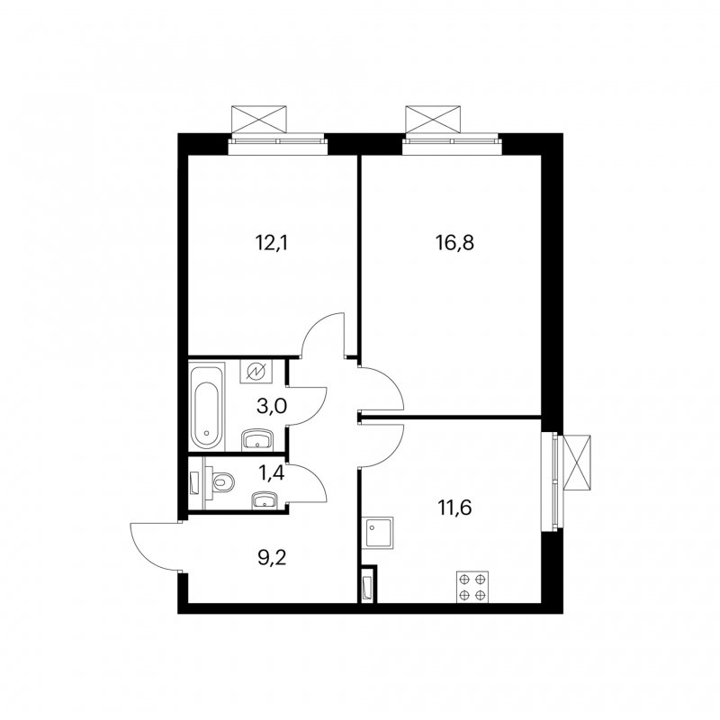 2-комнатная квартира с полной отделкой, 54.1 м2, 9 этаж, сдача 3 квартал 2023 г., ЖК Белая Дача парк, корпус 8.2 - объявление 1464644 - фото №1
