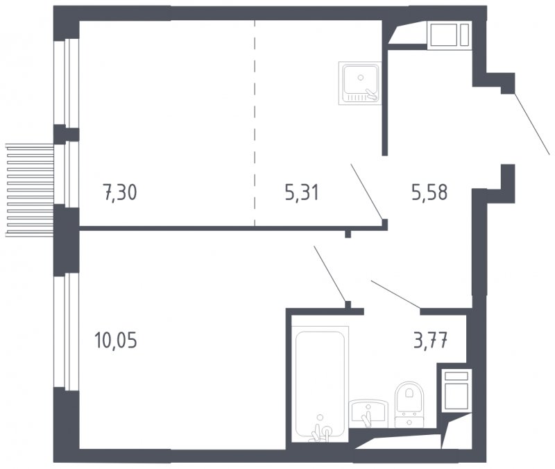 2-комнатная квартира с полной отделкой, 32.01 м2, 12 этаж, сдача 3 квартал 2023 г., ЖК Мытищи Парк, корпус 2 - объявление 1633771 - фото №1