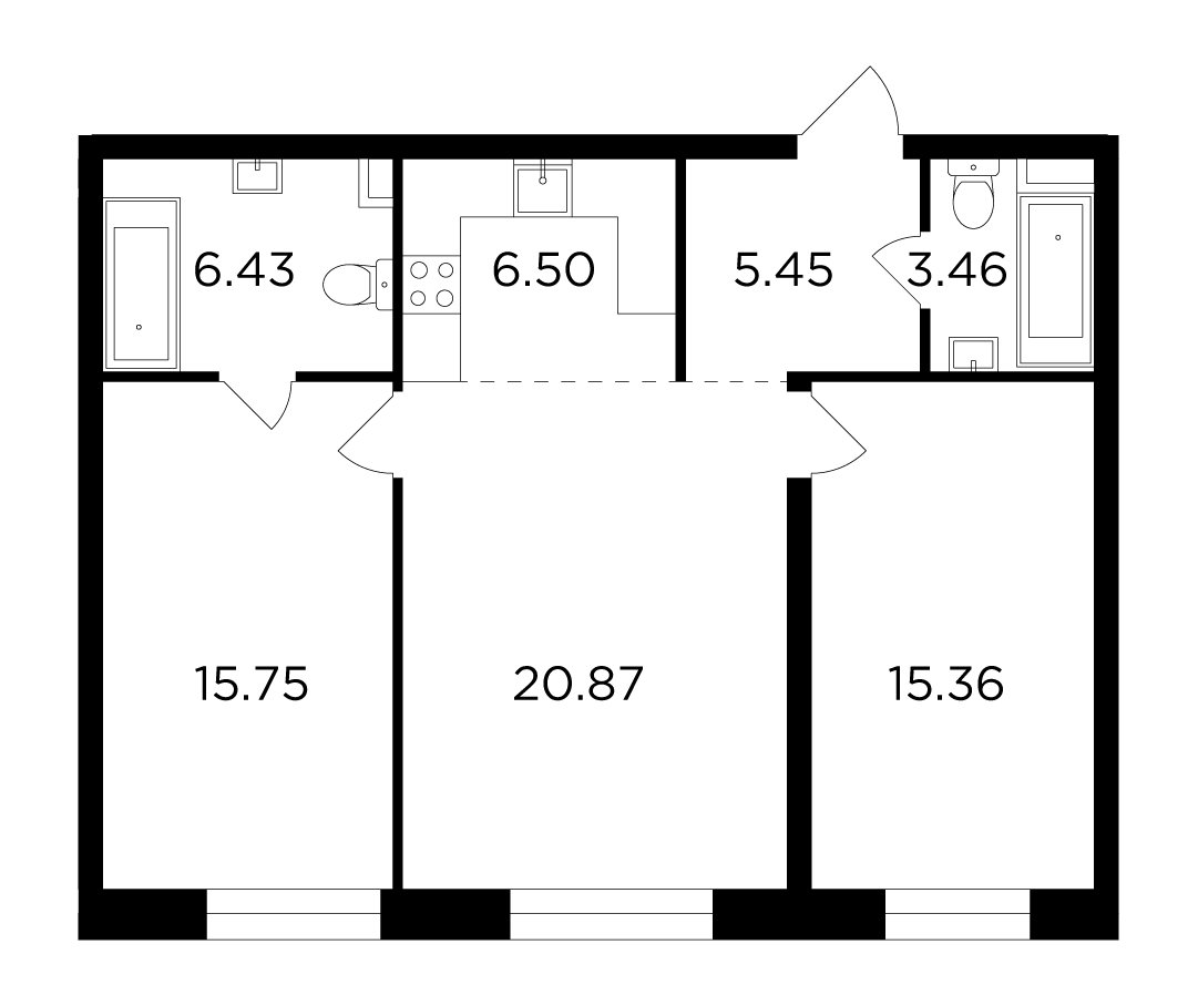 3-комнатная квартира без отделки, 73.82 м2, 8 этаж, сдача 4 квартал 2023 г., ЖК FORIVER, корпус 9 - объявление 2278914 - фото №1