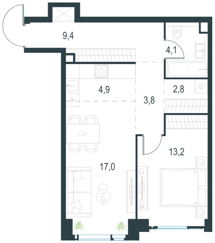 2-комнатная квартира без отделки, 55.2 м2, 22 этаж, сдача 2 квартал 2025 г., ЖК Level Мичуринский, корпус 1 - объявление 1775390 - фото №1