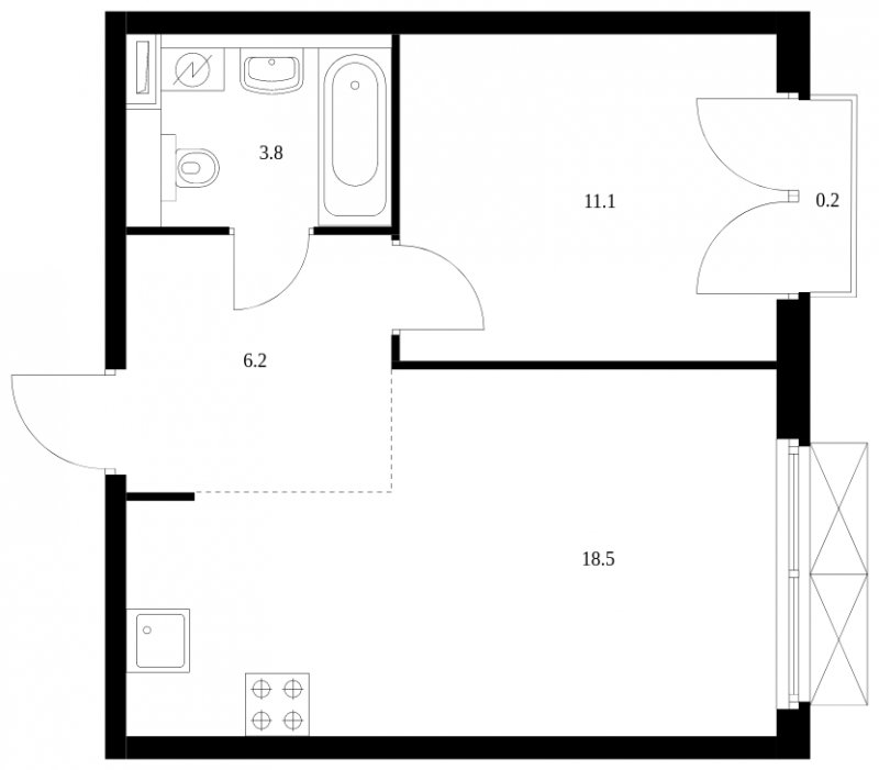 1-комнатная квартира с полной отделкой, 39.8 м2, 18 этаж, сдача 3 квартал 2023 г., ЖК Западный порт, корпус 2.2.2 - объявление 1903078 - фото №1