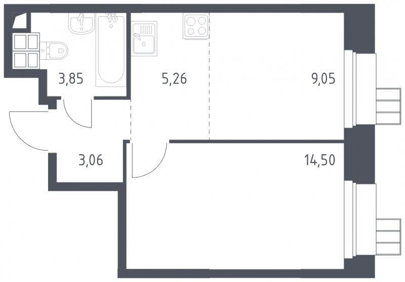 2-комнатные апартаменты с полной отделкой, 35.72 м2, 8 этаж, сдача 1 квартал 2023 г., ЖК Тропарево Парк, корпус 1.1 - объявление 1755374 - фото №1