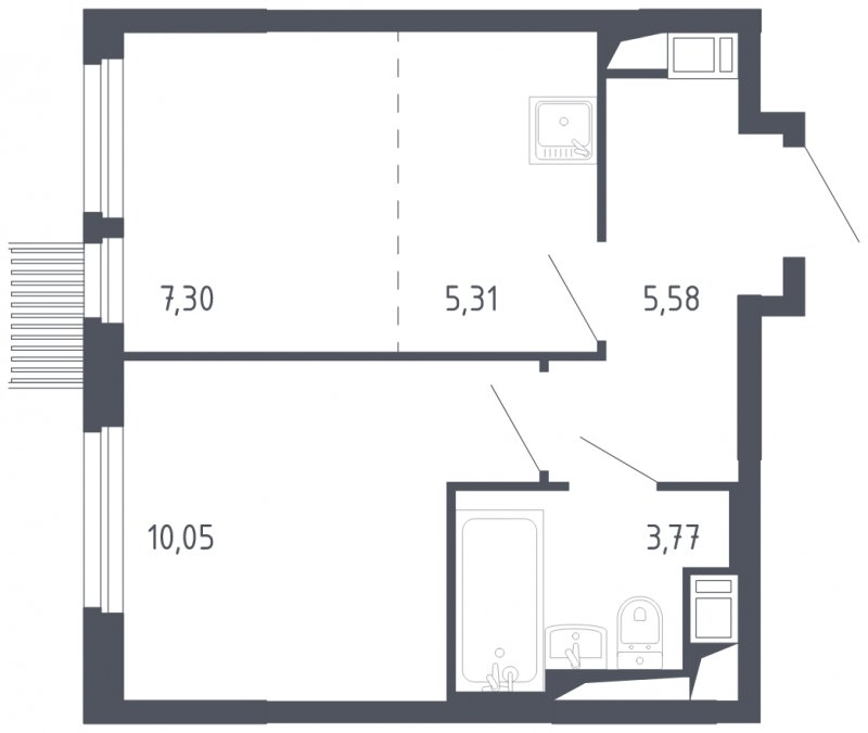 2-комнатная квартира с полной отделкой, 32.01 м2, 12 этаж, сдача 3 квартал 2023 г., ЖК Мытищи Парк, корпус 2 - объявление 1611000 - фото №1