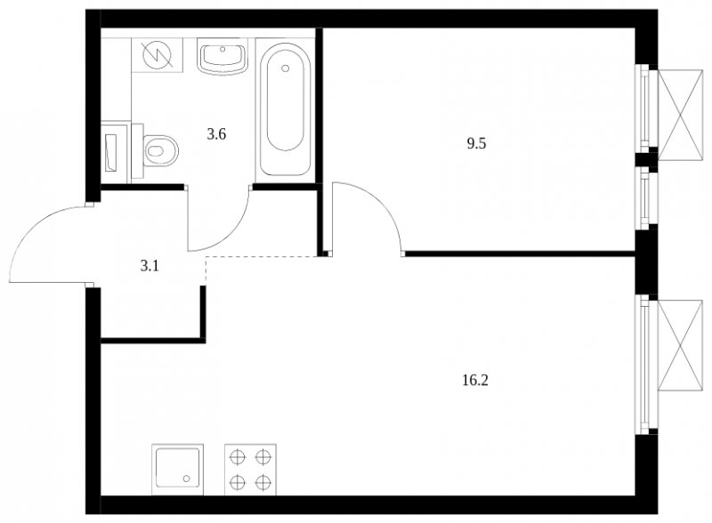 1-комнатная квартира с полной отделкой, 32.4 м2, 21 этаж, сдача 2 квартал 2024 г., ЖК Митинский лес, корпус 1.3 - объявление 1769320 - фото №1