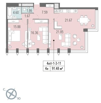 3-комнатная квартира 4 м2, 19 этаж, сдача 2 квартал 2022 г., ЖК ЗИЛАРТ, корпус ZILART DIAMOND - объявление 1692078 - фото №1