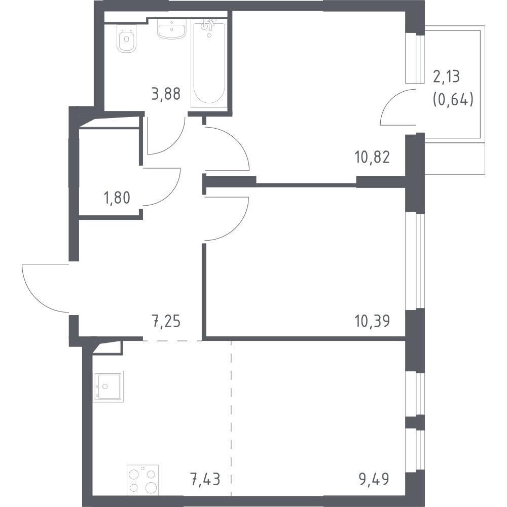 3-комнатная квартира с полной отделкой, 51.7 м2, 14 этаж, сдача 1 квартал 2025 г., ЖК Остафьево, корпус 19 - объявление 2222910 - фото №1