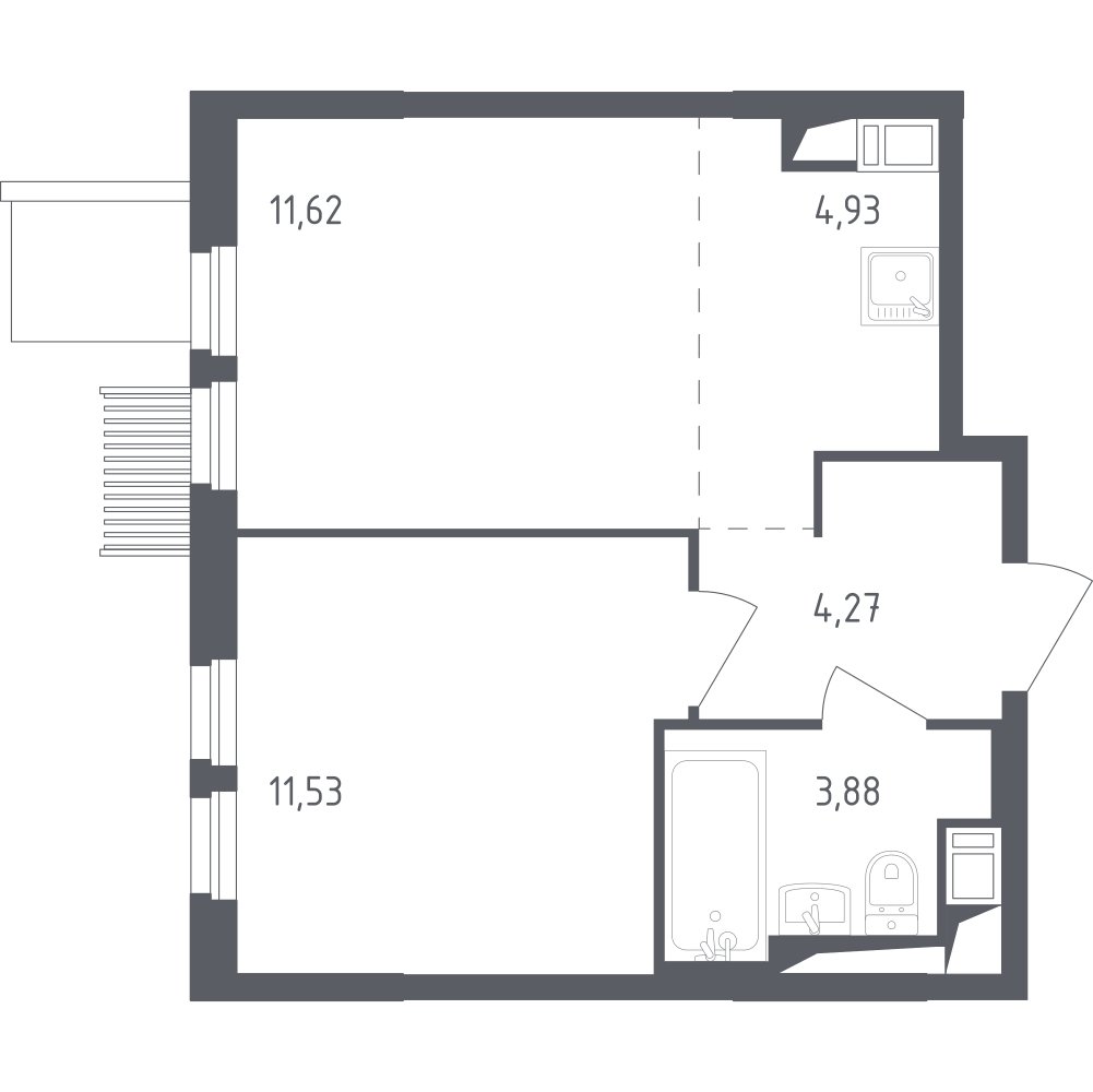 2-комнатная квартира с полной отделкой, 36.17 м2, 9 этаж, сдача 2 квартал 2023 г., ЖК Мытищи Парк, корпус 1 - объявление 2188965 - фото №1