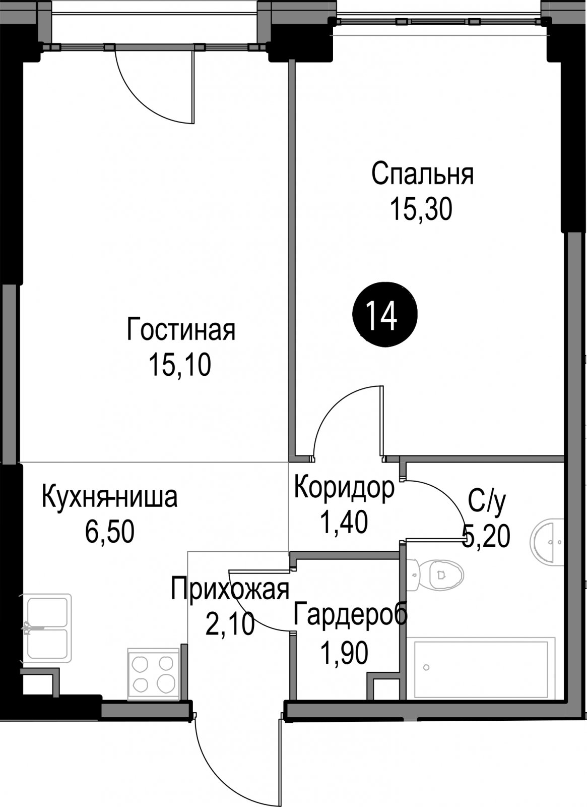 2-комнатная квартира без отделки, 47.5 м2, 3 этаж, дом сдан, ЖК AFI Park Воронцовский, корпус 5 - объявление 2289328 - фото №1