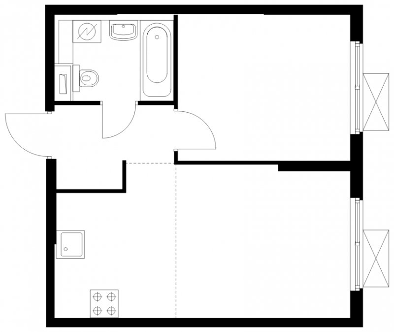 2-комнатная квартира с полной отделкой, 37.87 м2, 32 этаж, сдача 4 квартал 2024 г., ЖК Матвеевский Парк, корпус 1.5 - объявление 1775753 - фото №1