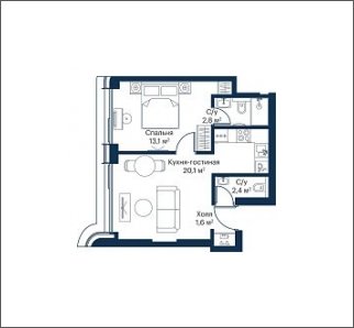 1-комнатная квартира с частичной отделкой, 40 м2, 18 этаж, сдача 4 квартал 2023 г., ЖК City Bay, корпус Atlantic Ocean 2 - объявление 1934709 - фото №1