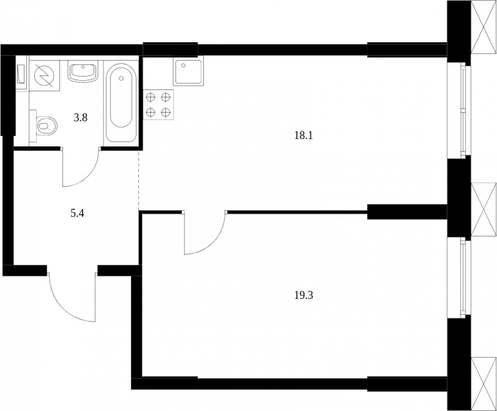 1-комнатные апартаменты с полной отделкой, 46.6 м2, 27 этаж, сдача 2 квартал 2023 г., ЖК Волоколамское 24, корпус 3 - объявление 2041686 - фото №1