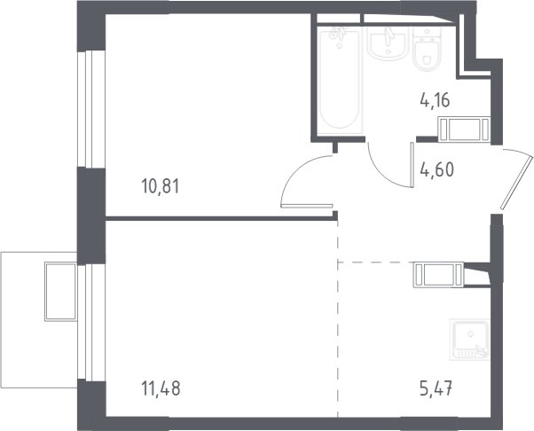 2-комнатная квартира с полной отделкой, 36.5 м2, 12 этаж, сдача 4 квартал 2023 г., ЖК Алхимово, корпус 7 - объявление 2067067 - фото №1