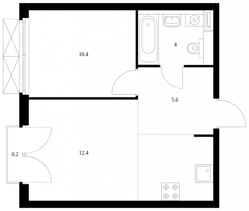 2-комнатная квартира с полной отделкой, 38.1 м2, 17 этаж, сдача 3 квартал 2023 г., ЖК Западный порт, корпус 2.2.2 - объявление 1546531 - фото №1