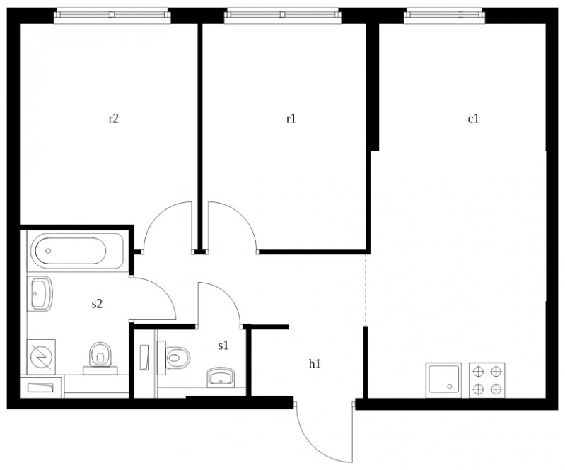 2-комнатная квартира с полной отделкой, 51.4 м2, 2 этаж, сдача 4 квартал 2024 г., ЖК Матвеевский Парк, корпус 1.3 - объявление 1793325 - фото №1