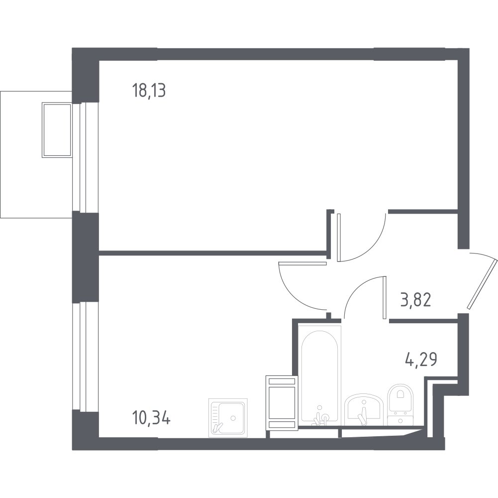 1-комнатная квартира с полной отделкой, 36.3 м2, 11 этаж, сдача 4 квартал 2023 г., ЖК Алхимово, корпус 7 - объявление 2262558 - фото №1