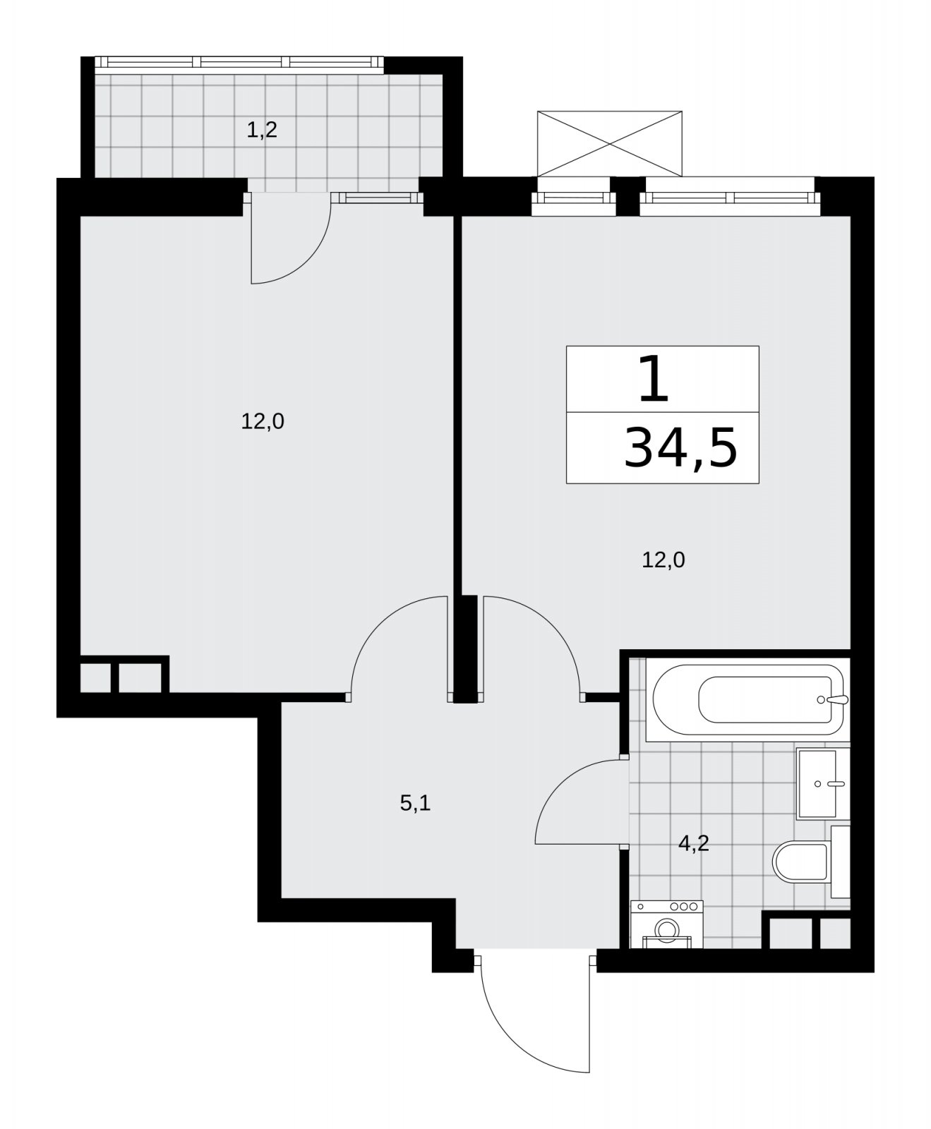 1-комнатная квартира с полной отделкой, 34.5 м2, 7 этаж, сдача 2 квартал 2026 г., ЖК Деснаречье, корпус 4.8 - объявление 2265227 - фото №1