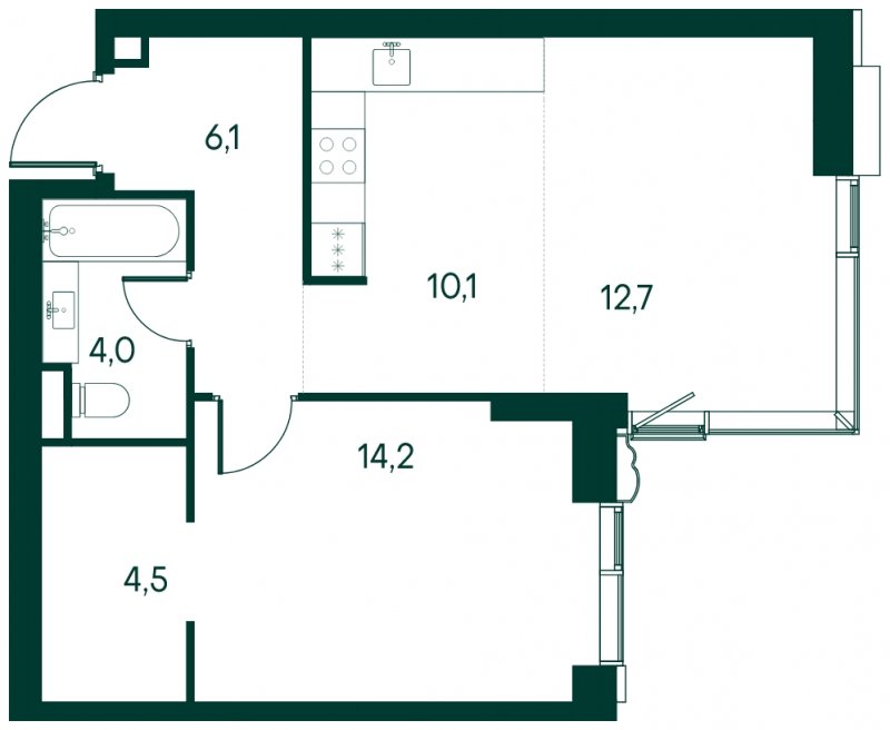 1-комнатная квартира без отделки, 51.5 м2, 5 этаж, сдача 4 квартал 2024 г., ЖК Клубный город на реке Primavera, корпус 2 квартала "Rossini" - объявление 1930705 - фото №1