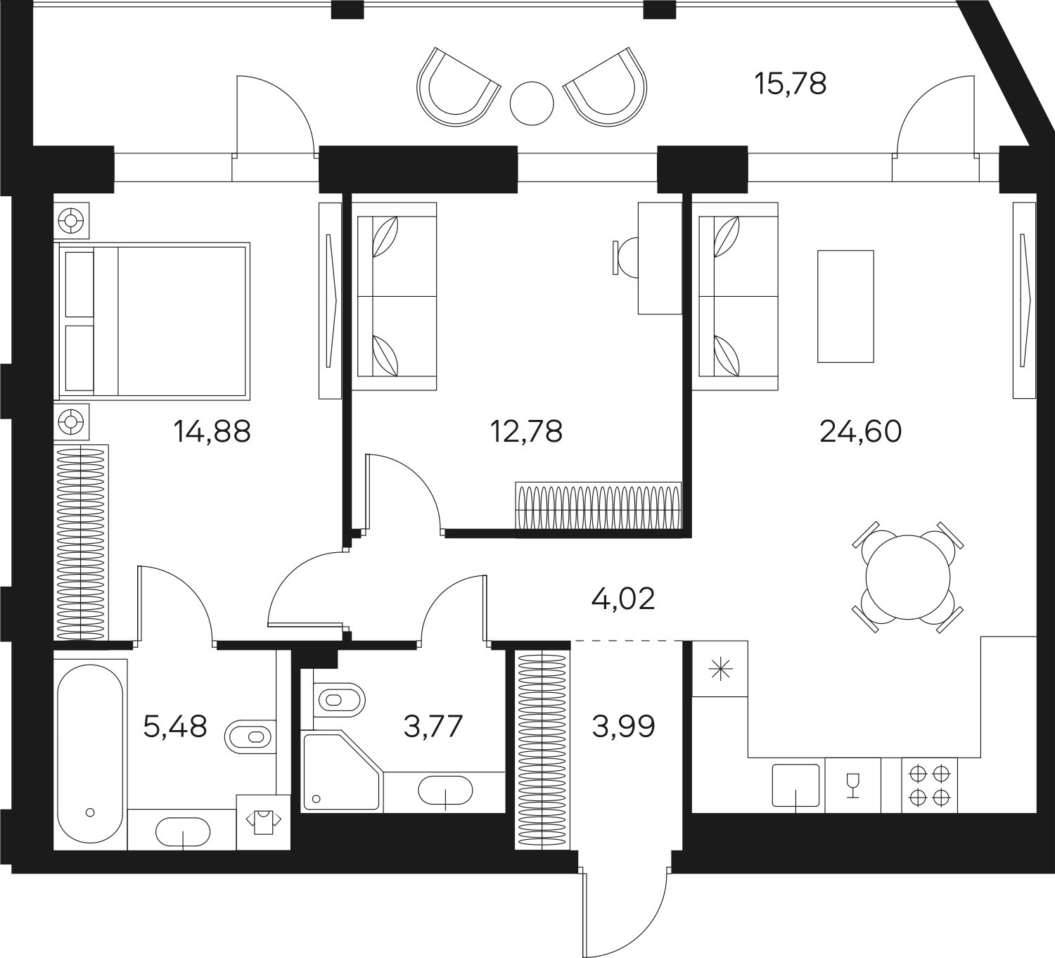 2-комнатная квартира без отделки, 77.41 м2, 6 этаж, сдача 4 квартал 2024 г., ЖК FØRST, корпус 2 - объявление 2334805 - фото №1