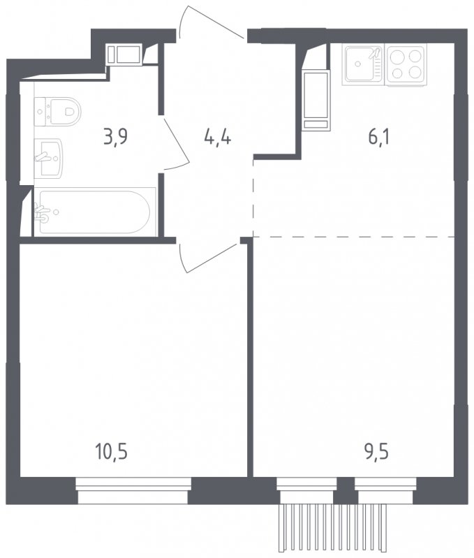 2-комнатная квартира с полной отделкой, 34.4 м2, 8 этаж, сдача 2 квартал 2025 г., ЖК Мытищи Парк, корпус 4 - объявление 1823658 - фото №1