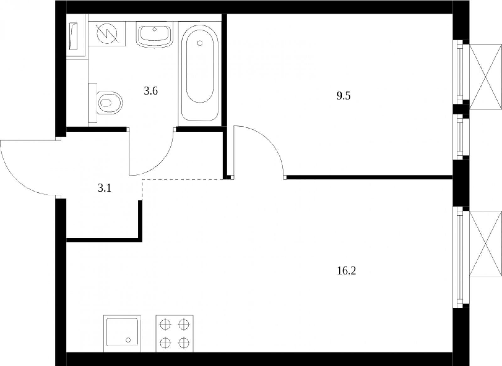 1-комнатная квартира с полной отделкой, 32.4 м2, 29 этаж, сдача 2 квартал 2024 г., ЖК Митинский лес, корпус 1.3 - объявление 2011412 - фото №1