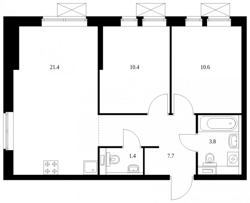 2-комнатная квартира с полной отделкой, 55.3 м2, 4 этаж, сдача 4 квартал 2023 г., ЖК Второй Нагатинский, корпус 4 - объявление 1556020 - фото №1
