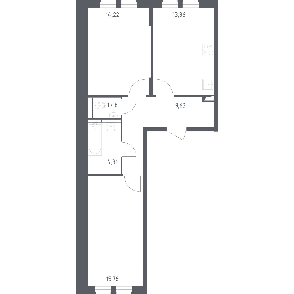 2-комнатная квартира с полной отделкой, 59.26 м2, 9 этаж, сдача 1 квартал 2025 г., ЖК Остафьево, корпус 18 - объявление 2149957 - фото №1