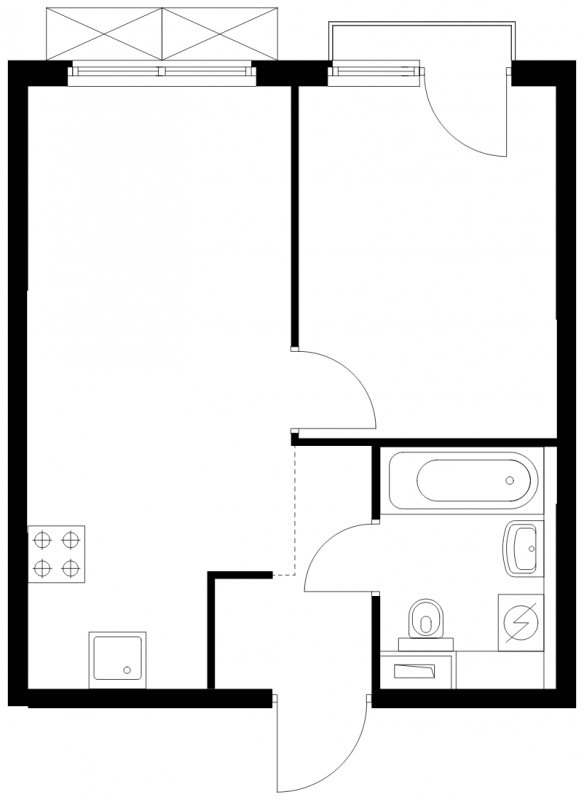 1-комнатная квартира с полной отделкой, 32.86 м2, 3 этаж, сдача 4 квартал 2024 г., ЖК Матвеевский Парк, корпус 1.2 - объявление 1793310 - фото №1