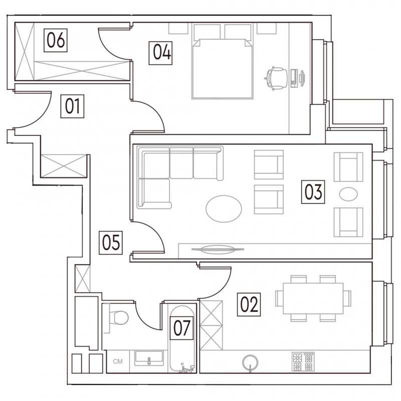 2-комнатные апартаменты без отделки, 66 м2, 15 этаж, сдача 2 квартал 2022 г., ЖК MAINSTREET, корпус 1 - объявление 1249814 - фото №1