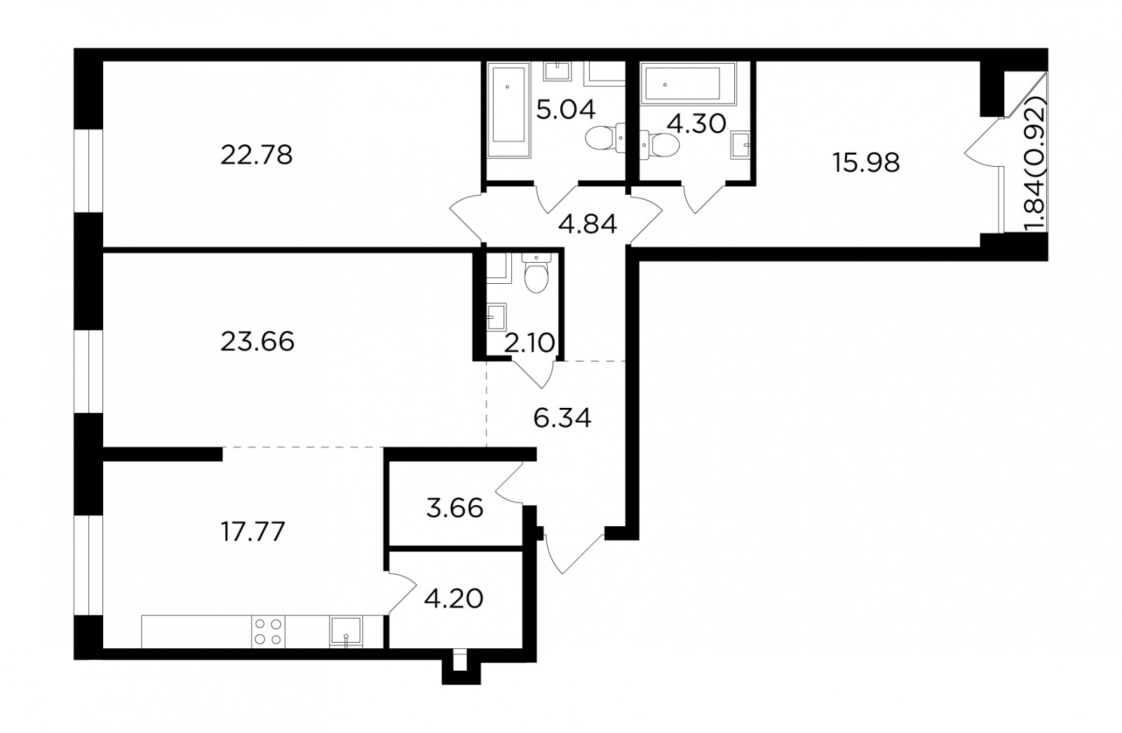 3-комнатная квартира без отделки, 111.59 м2, 11 этаж, дом сдан, ЖК FORIVER, корпус 9 - объявление 2286536 - фото №1