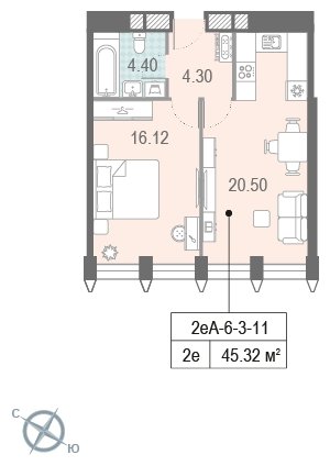 1-комнатная квартира 2 м2, 6 этаж, сдача 2 квартал 2022 г., ЖК ЗИЛАРТ, корпус ZILART TOWER - объявление 1691798 - фото №1