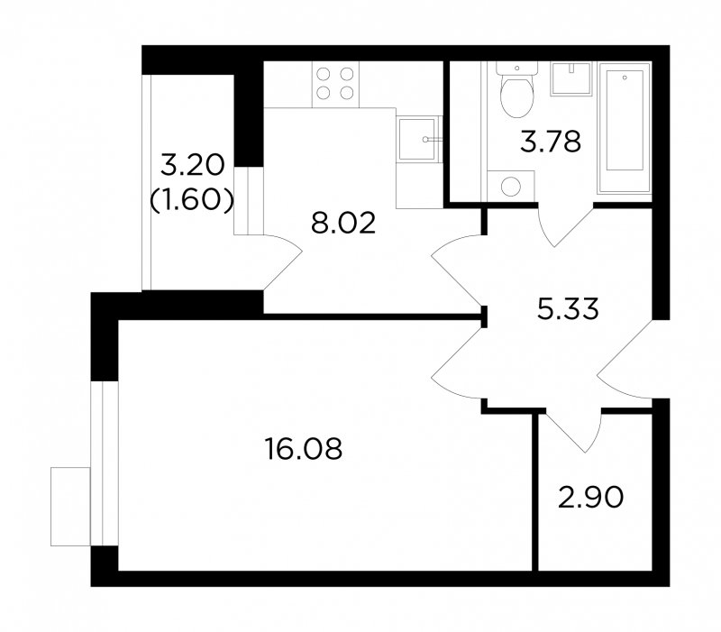1-комнатная квартира без отделки, 37.71 м2, 10 этаж, дом сдан, ЖК VESNA, корпус 1 - объявление 1936508 - фото №1