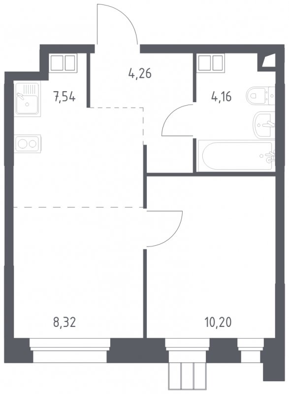 2-комнатные апартаменты с полной отделкой, 34.48 м2, 9 этаж, сдача 1 квартал 2023 г., ЖК Тропарево Парк, корпус 1.2 - объявление 1612234 - фото №1