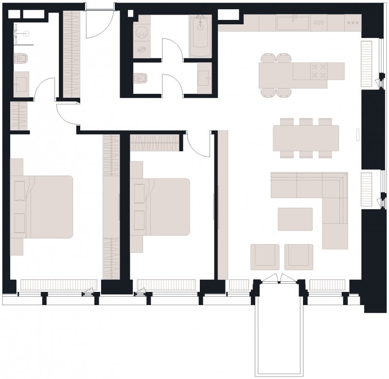 3-комнатная квартира с полной отделкой, 116.88 м2, 8 этаж, сдача 4 квартал 2023 г., ЖК Victory Park Residences, корпус 3 - объявление 1525442 - фото №1