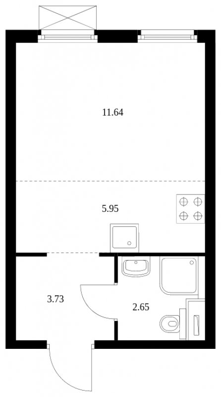 Студия с полной отделкой, 23.97 м2, 27 этаж, сдача 2 квартал 2024 г., ЖК Матвеевский Парк, корпус 2.4 - объявление 1859521 - фото №1