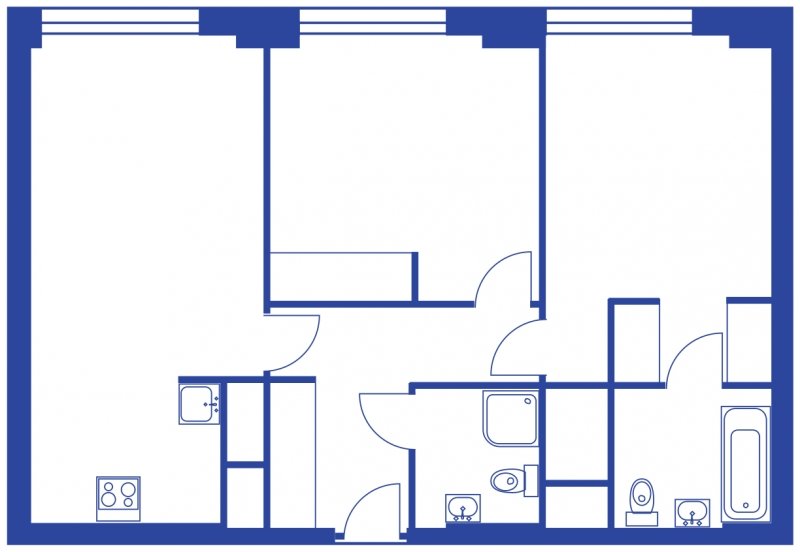 3-комнатная квартира (евро) без отделки, 69.44 м2, 31 этаж, сдача 4 квартал 2023 г., ЖК iLove, корпус 5 - объявление 1565133 - фото №1