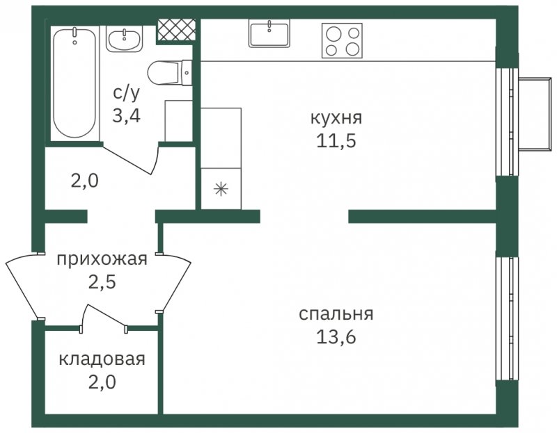Студия с частичной отделкой, 35 м2, 22 этаж, сдача 1 квартал 2023 г., ЖК Зеленая Вертикаль, корпус 4 - объявление 1968851 - фото №1