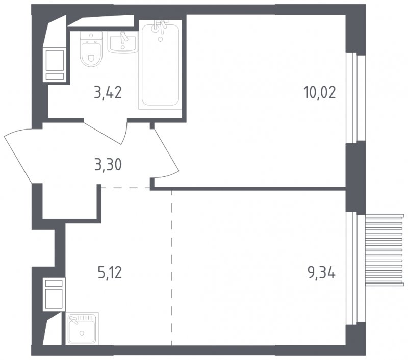 2-комнатная квартира с полной отделкой, 31.2 м2, 15 этаж, сдача 2 квартал 2023 г., ЖК Мытищи Парк, корпус 1 - объявление 1521989 - фото №1