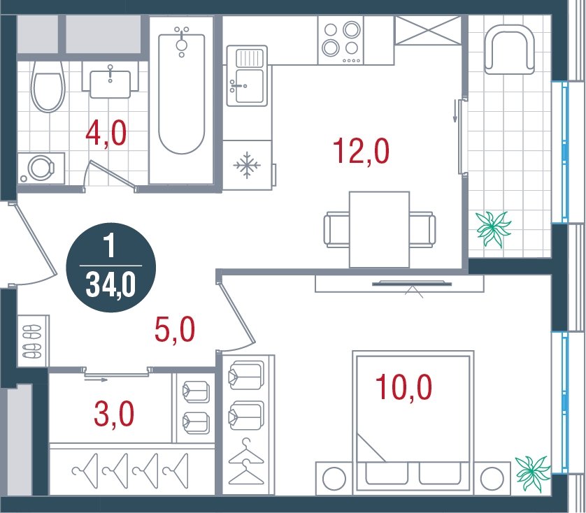 1-комнатная квартира без отделки, 34 м2, 14 этаж, дом сдан, ЖК РУСИЧ Новые Котельники, корпус 2 - объявление 2432888 - фото №1