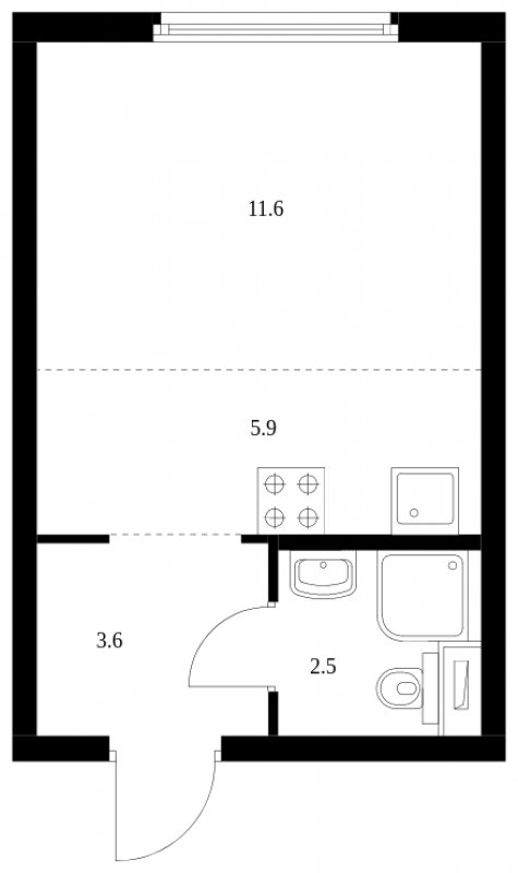Студия с полной отделкой, 23.6 м2, 10 этаж, сдача 3 квартал 2024 г., ЖК Руставели 14, корпус 2.3 - объявление 1689140 - фото №1