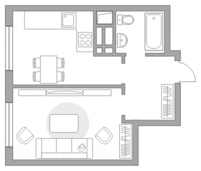 1-комнатная квартира без отделки, 32 м2, 2 этаж, сдача 2 квартал 2023 г., ЖК Инновация, корпус 5 - объявление 1852239 - фото №1
