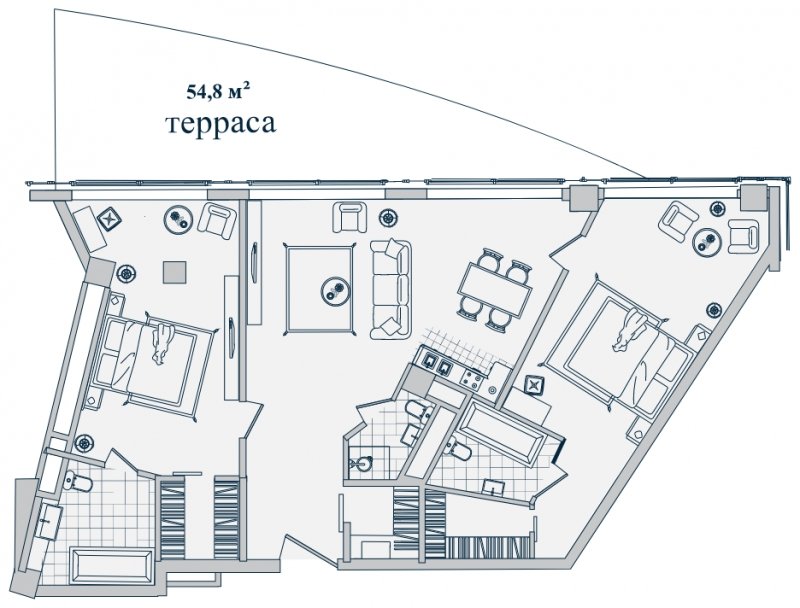 2-комнатные апартаменты без отделки, 112.6 м2, 12 этаж, дом сдан, ЖК Звезды Арбата, корпус 1 - объявление 1211147 - фото №1