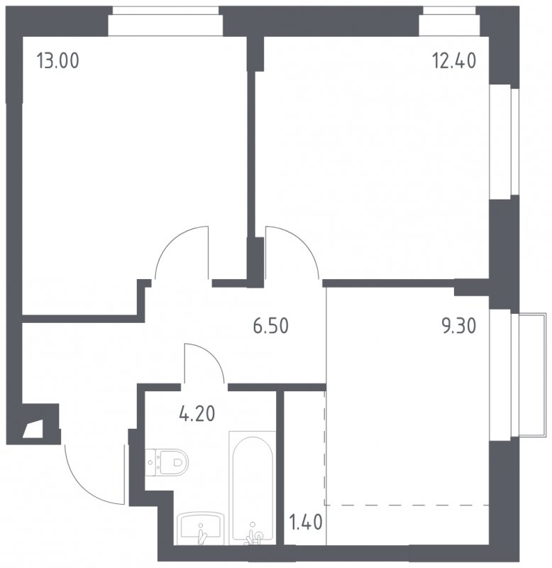 2-комнатная квартира с полной отделкой, 46.8 м2, 2 этаж, сдача 1 квартал 2023 г., ЖК Алхимово, корпус 3.1 - объявление 1458784 - фото №1